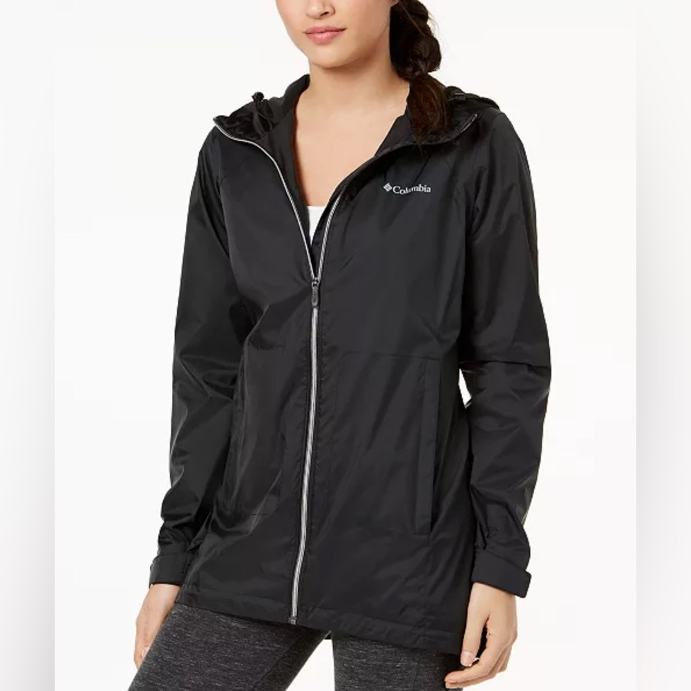 Columbia NWT Switchback Long Lined Rain Jacket Black XS